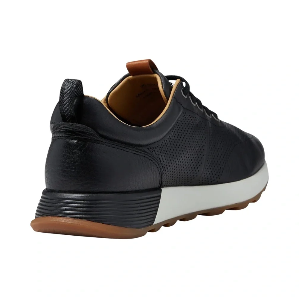 JOHNSTON & MURPHY • Kinnon Perfed Jogger Sneakers Shoes Black Includes Box - Picture 4 of 7